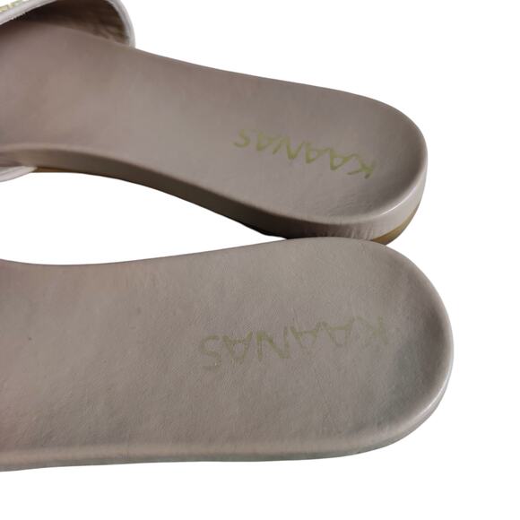 Kaanas Women's Sz 10 Mallorca Woven Embroidered Flat Slide Sandal Tan - Picture 5 of 8